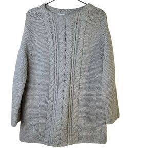 J. Jill Womens Pullover Sweater Ivory Long Sleeve Crew Neck Cable Knit XS